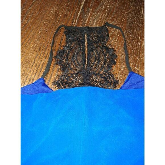 Large Japna Blue Black Chemise Nighty Lingerie Baby Doll Spaghetti Strap - Picture 4 of 4